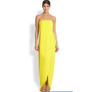 BCBG draped strapless yellow gown